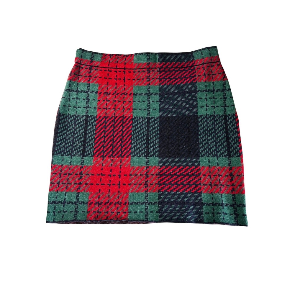 Johnny Wujek Womens Plus Plaid A-Line Mini Skirt Red Green Black Holiday Large - Picture 3 of 6